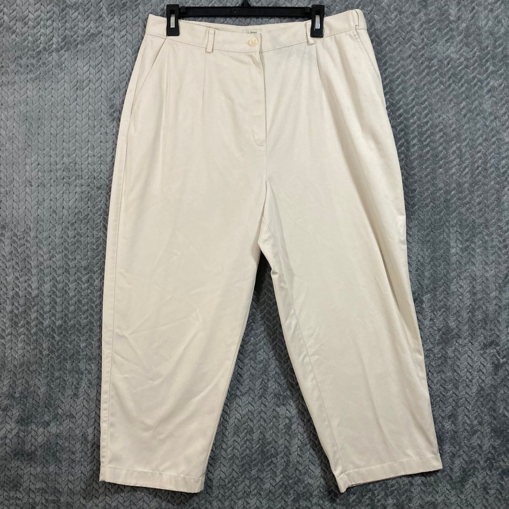 L.L. Bean Pants Womens 16 Original Fit Khaki Pleated Chino Classic Business